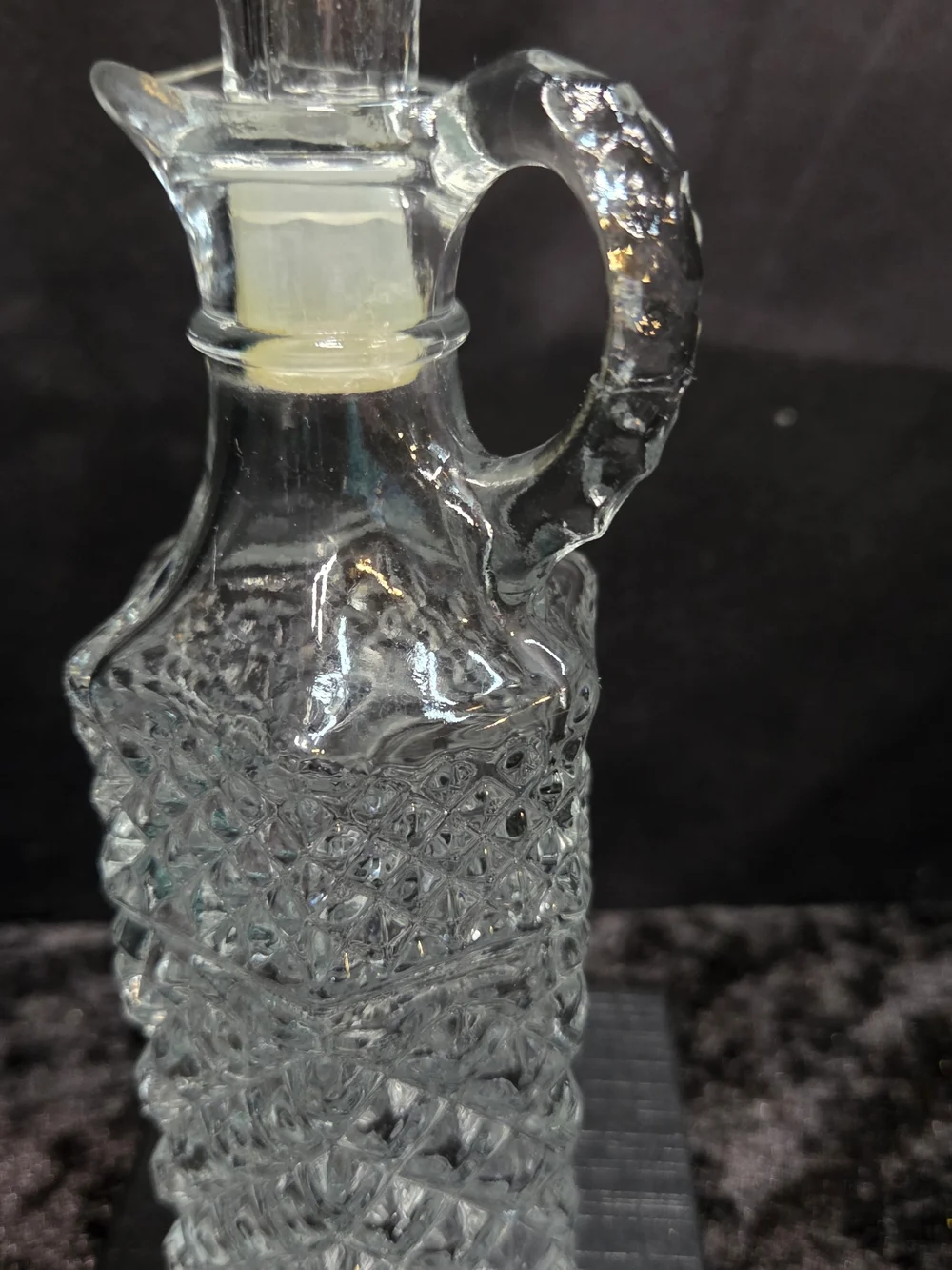 Anchor Hocking Vintage Glass Cruet, Wexford Pattern, w/Stopper, Oil or Vinegar